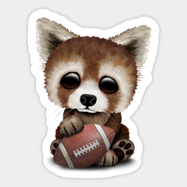 Cute Baby Red Panda Playing With Football Sticker by jeffbartels